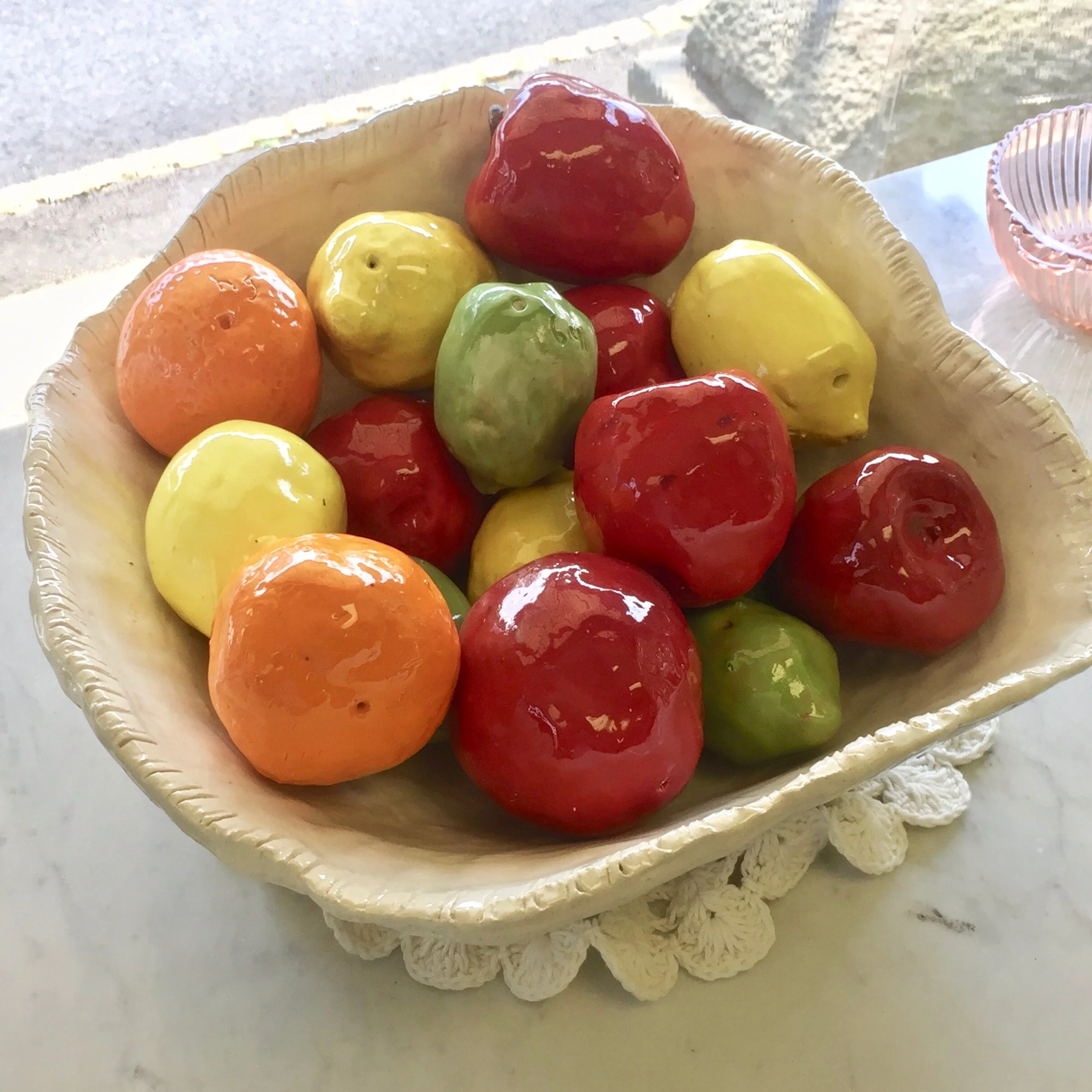 Vintage Pottery Bowl and Fruit