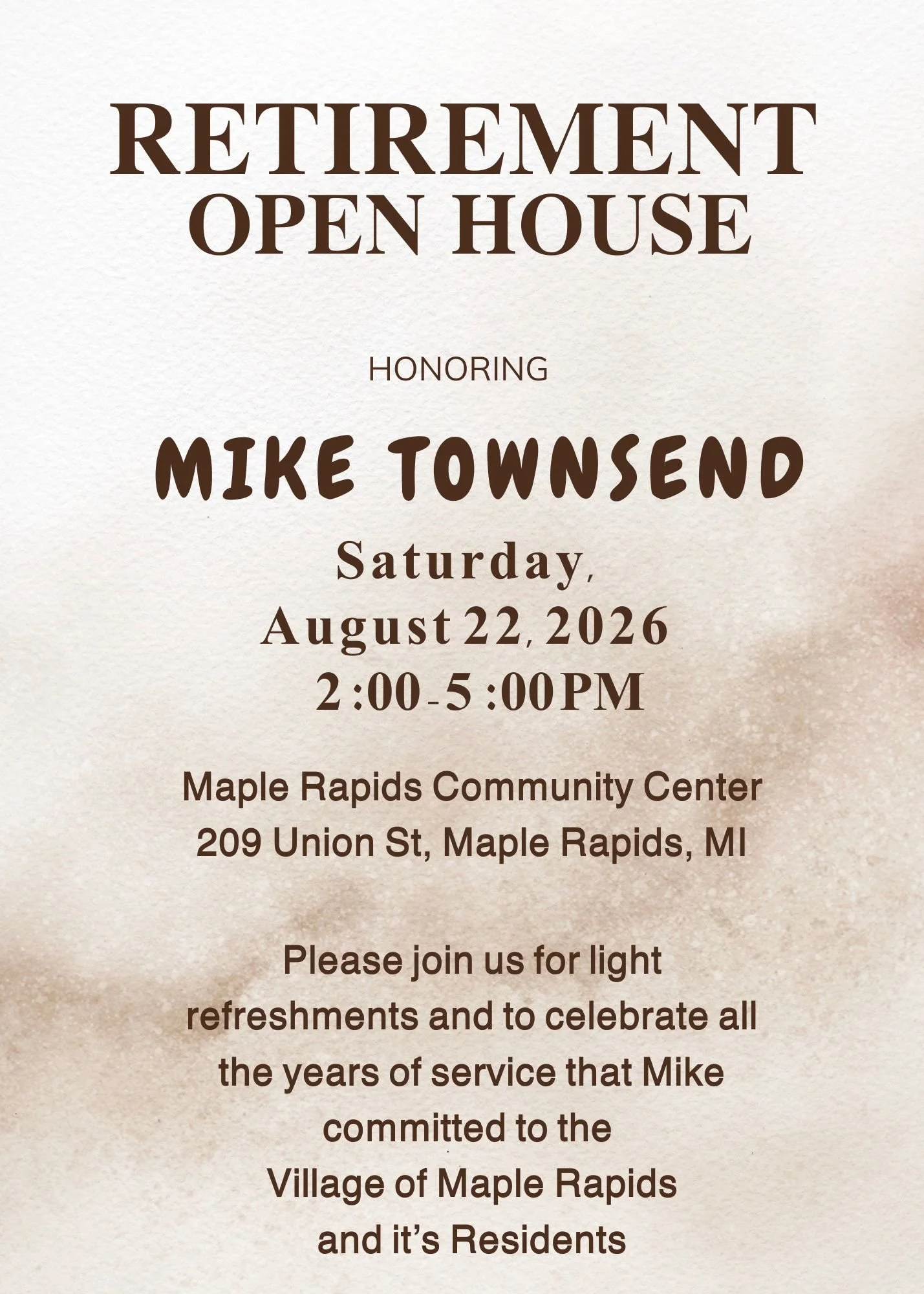 Mike Townsend - Retirement Open House