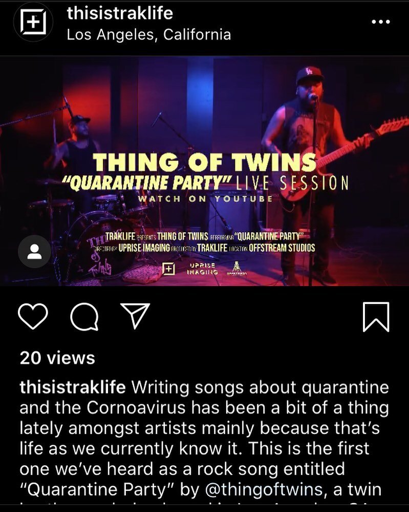 Thank you guys we appreciate everyone taking a listen to our new album &ldquo;2020&rdquo; these times in quarantine got my brother and I to get creative and make songs from scratch ,expect one  I want to thank @thisistraklife for making these live mu