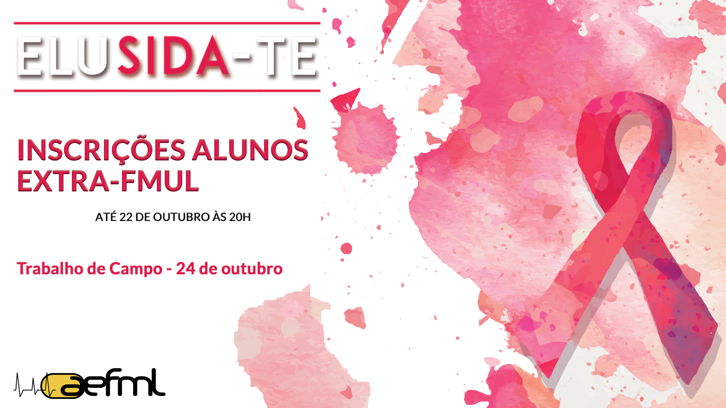 Safe&amp;Fest - EluSIDA-te   O Projeto EluSIDA-te consiste na formação dos estudantes da FMUL em Saúde Sexual e Reprodutiva assim como uma ação de sensibilização noturna que visa esclarecer os jovens em relação à transmissão e evolução de algumas infecções sexualmente transmissíveis, com especial ênfase no vírus VIH-SIDA.