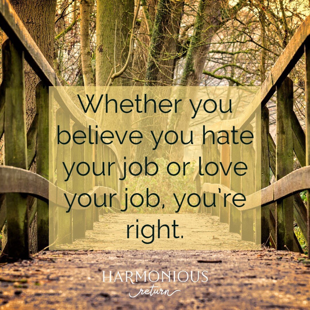 Whether you believe you hate your job or love your job, you're right. 

Your brain believes what you tell it. And especially what you repeatedly tell it. 

Check in today - do you regularly tell yourself you hate your job? Or do you tell yourself you