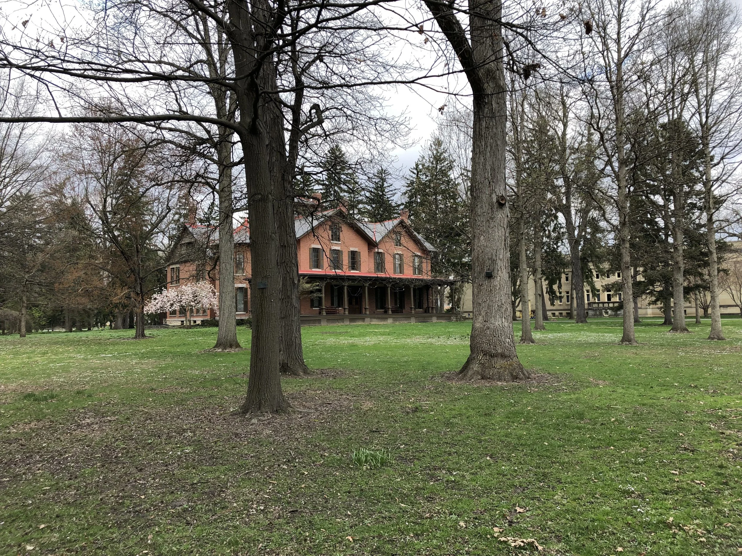 This is Rutherford B. Hayes’ home in Fremont, Ohio. It was called Spiegel Grove. They did not allow picture taking inside the house which was unfortunate because most of the furnishings are original from when Hayes and his family lived in the house. It started as a 4000 square foot house but eventually was 21,000 square feet. One of my favorite President homes ever.