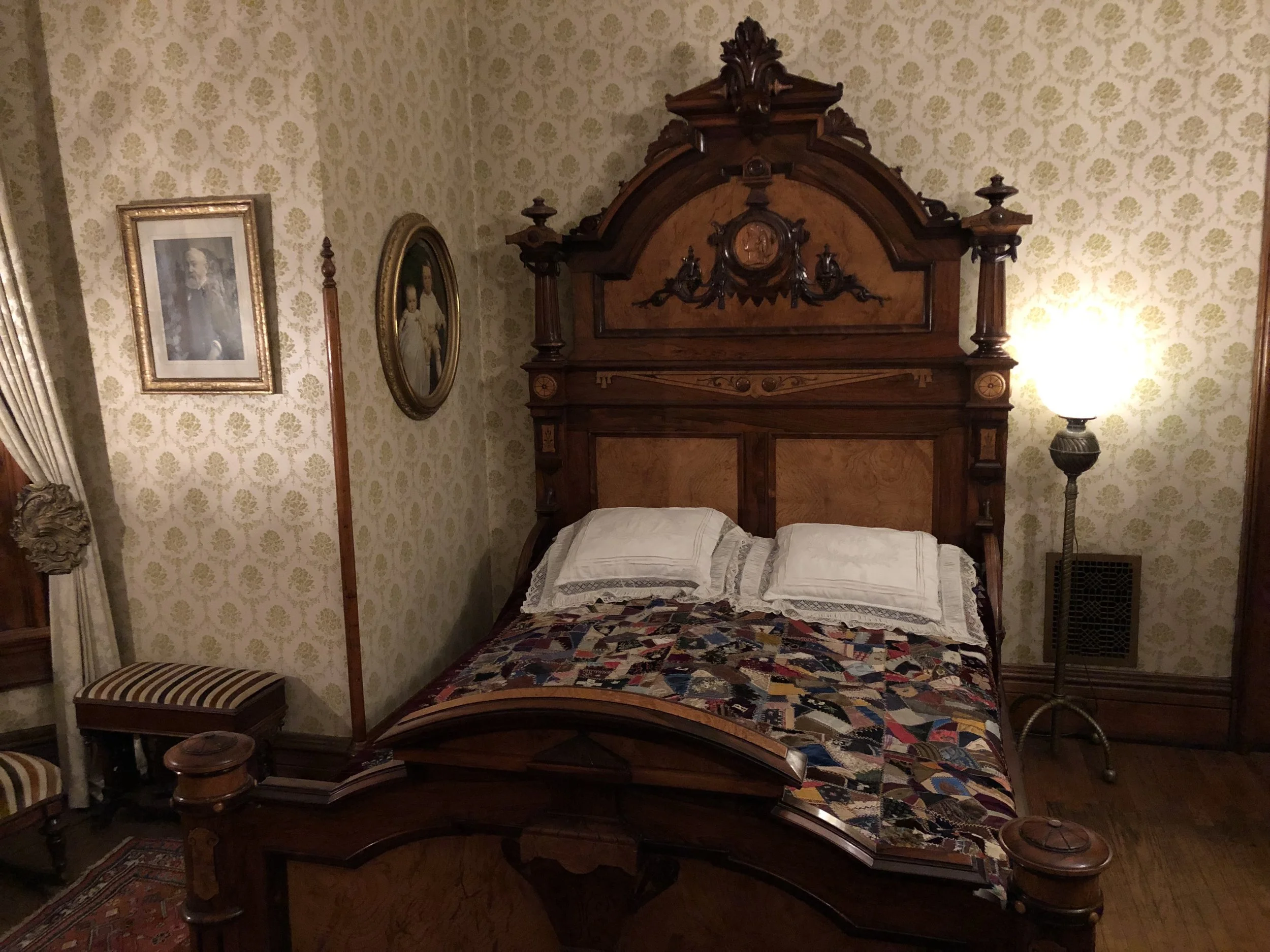 Harrison’s home is another hidden treasure. The majority of the items in the house belonged to the Harrison family. This is the bed where both he and his first wife Caroline died. The guide said that Caroline died while Harrison was running for reelection in 1892. After she died, he suspended his campaign. Remarkably, his opponent Grover Cleveland suspended his campaign as well to show his respect for the First Lady. One of those “oh for the good old days” moments.