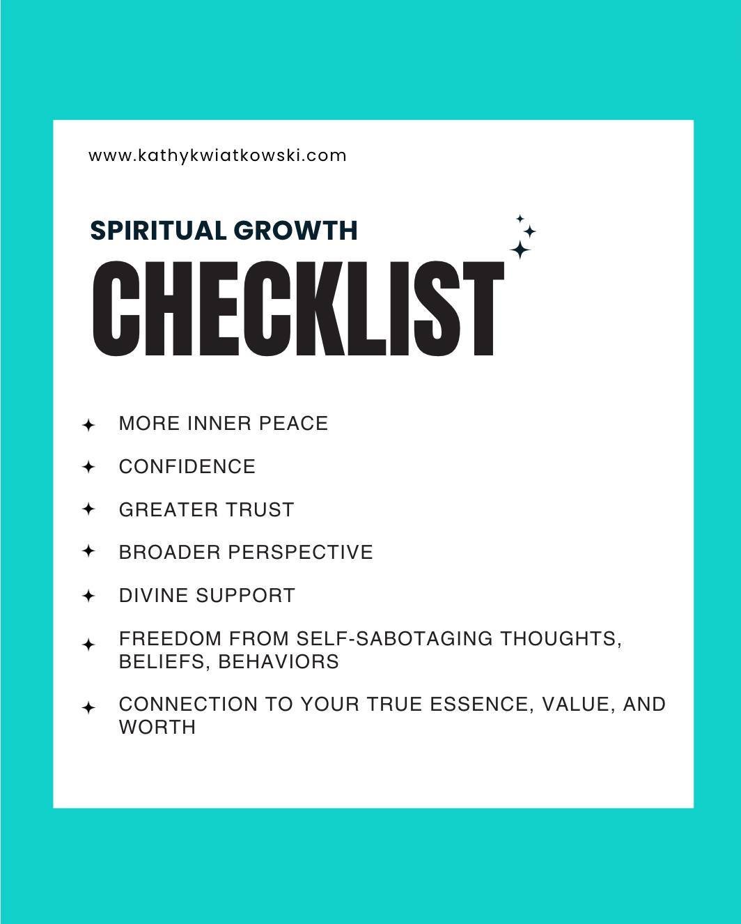 A checklist for you during your spiritual growth journey: 

🌟More inner peace
🌟More confidence
🌟Greater trust
🌟Broader perspective
🌟Divine support
🌟Freedom from false beliefs 
🌟Greater connection to your true essence
.
.
.
.
#onlinelearning #f