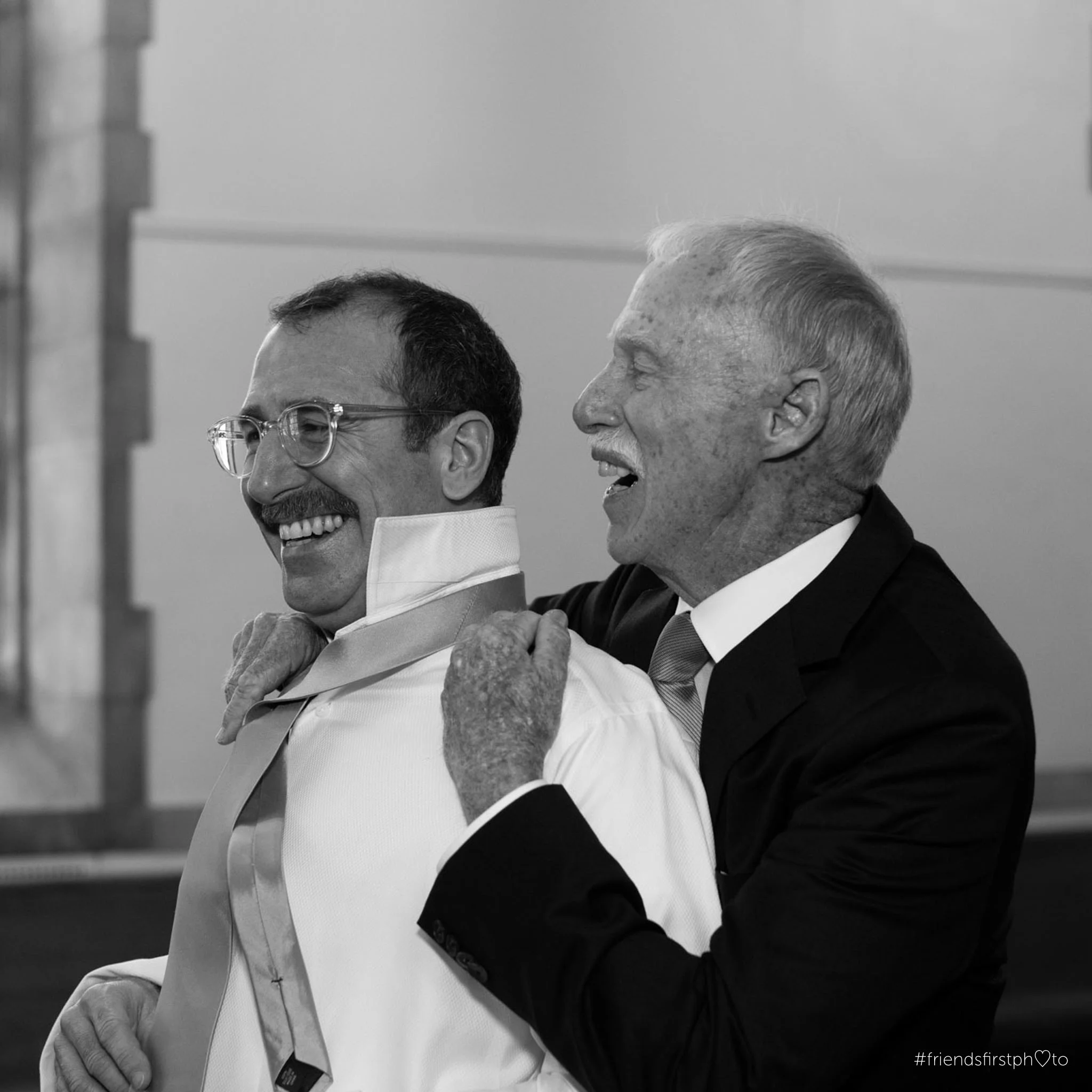 A happy father and son.