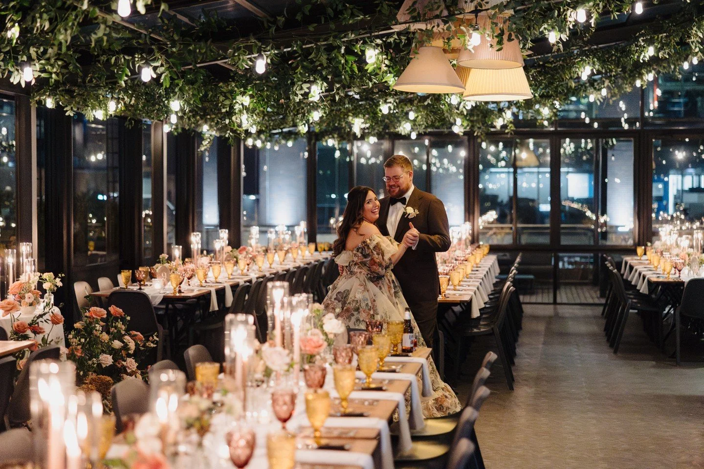 Cannot stop thinking about Doni + Kevin bathed in the golden glow of their reception ✨

The quest for the ultimate dinner-party vibe was absolutely knocked out of the park, thanks to bride Doni&rsquo;s vision and Jen from @thelocalpetaler. Lush, lumi