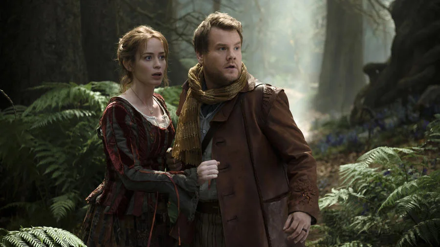 James Corden and Emily Blunt as the Baker and Baker's Wife in "Into the Woods." (photo credit: Peter Mountain / Disney)