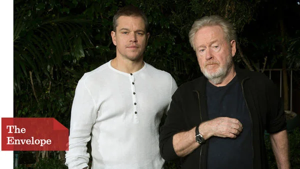 "The Martian" star Matt Damon and director Ridley Scott worked closely on the film -- especially because Damon was often the only actor in scenes. (Kirk McKoy / Los Angeles Times)