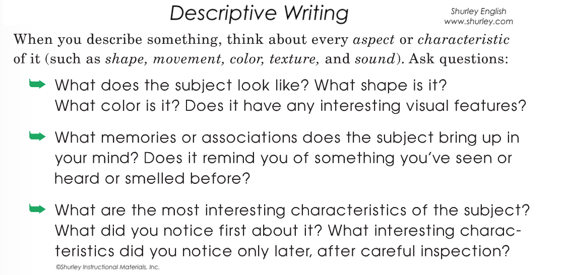 Descriptive Writing with Shurley English Charateristics.png