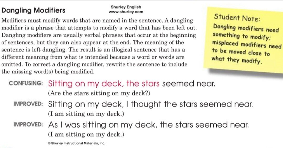 🚨 Dangling Modifiers: Do you know what they are and how to fix them? Take a look at this quick lesson to learn more.

#ELAsuccess #homeschool #k12education #languagearts