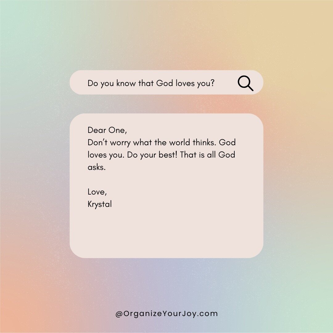 🌌 Navigating the Search for Love 🌌

In the search box of life, the most important question emerges: &quot;Do you know that God loves you?&quot; 💫 Check out this heartwarming message from Krystal. Share your thoughts in the comments and let's creat