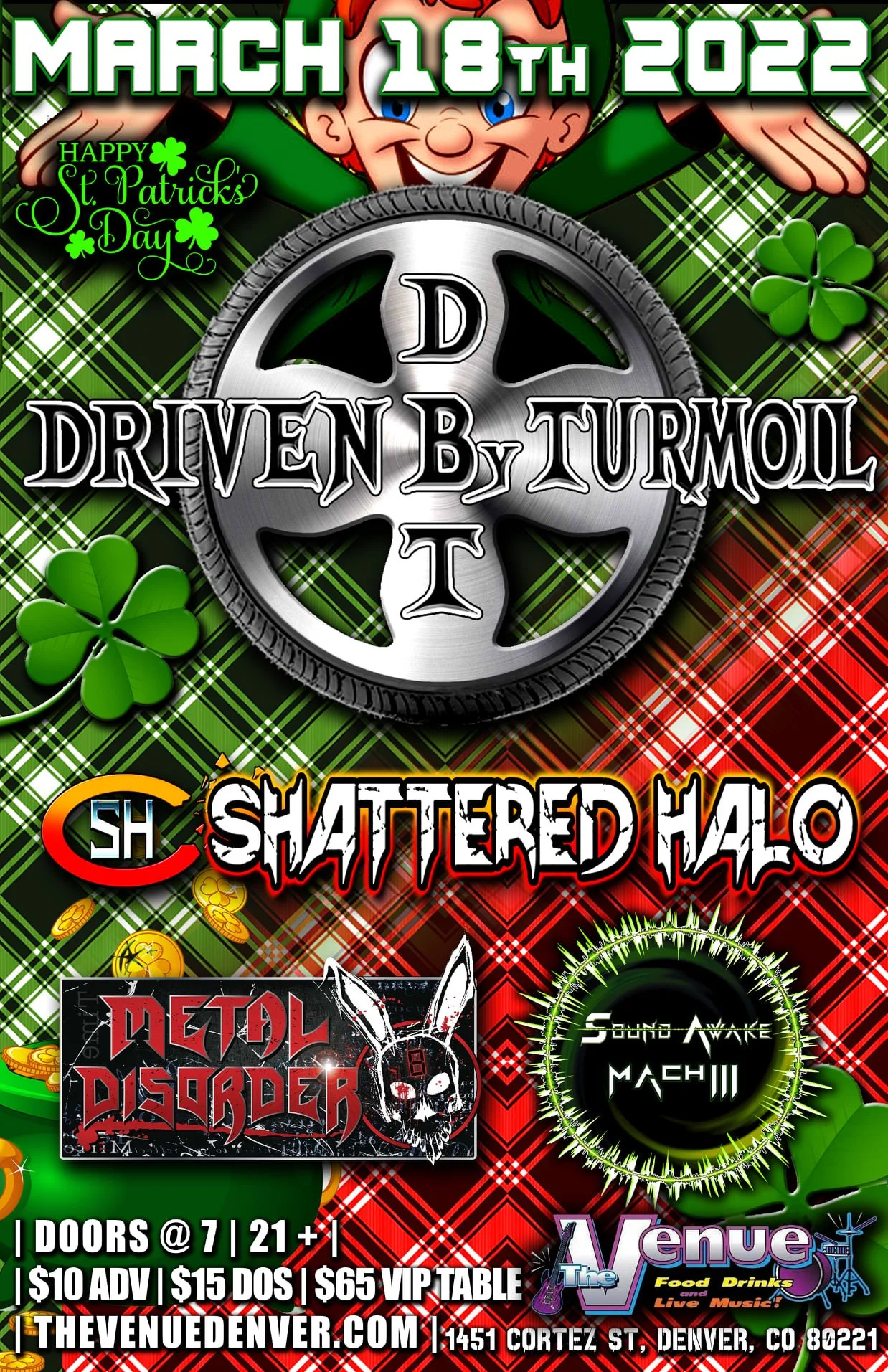 St Patricks Bash Driven By Turmoil Shattered Halo Metal Disorder Sound Awake Mach Iii The Venue