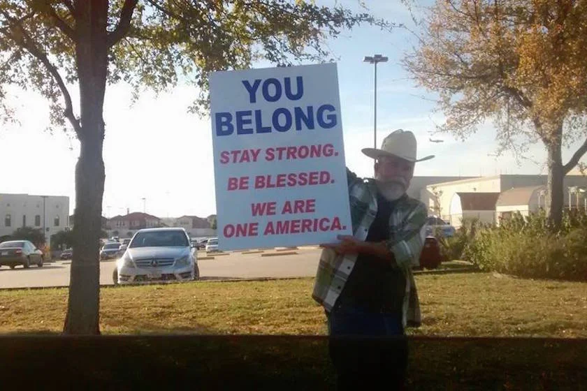 Justin Normand outside a suburban Dallas mosque ( Facebook )