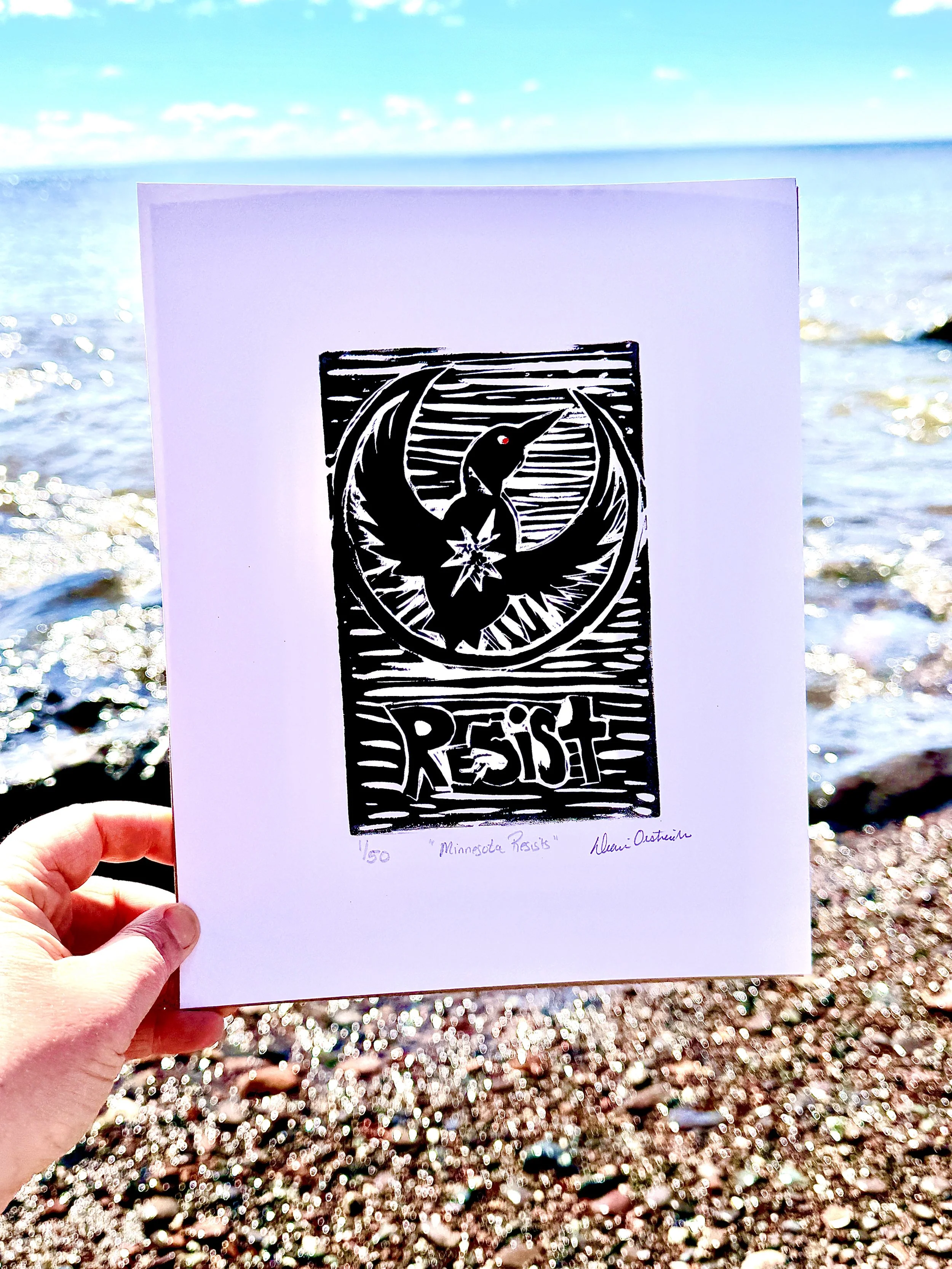 MINNESOTA RESISTS linocut print