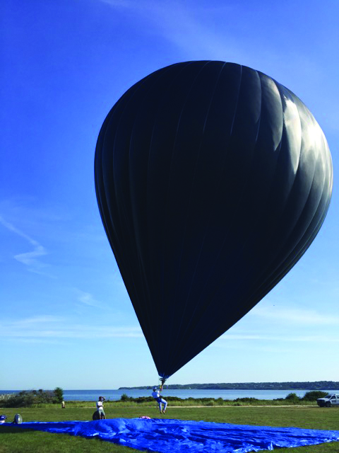 Friedrich-Grosvenor launches his solar-powered passive hot-air balloon in Montauk. Courtesy Mamoun Friedrich-Grosvenor.