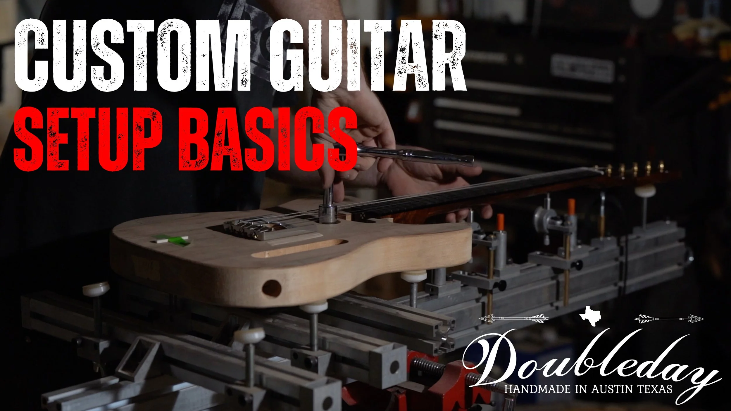 Electric guitar setup showing action, intonation, and neck relief adjustments
