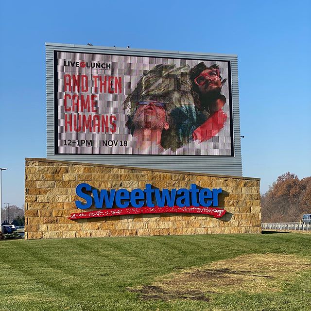 Loving this billboard! Playing @sweetwatersound this afternoon with in Fort Wayne, Indiana with  @andthencamehumanz 
#sweetwater #andthencamehumans #fortwayne