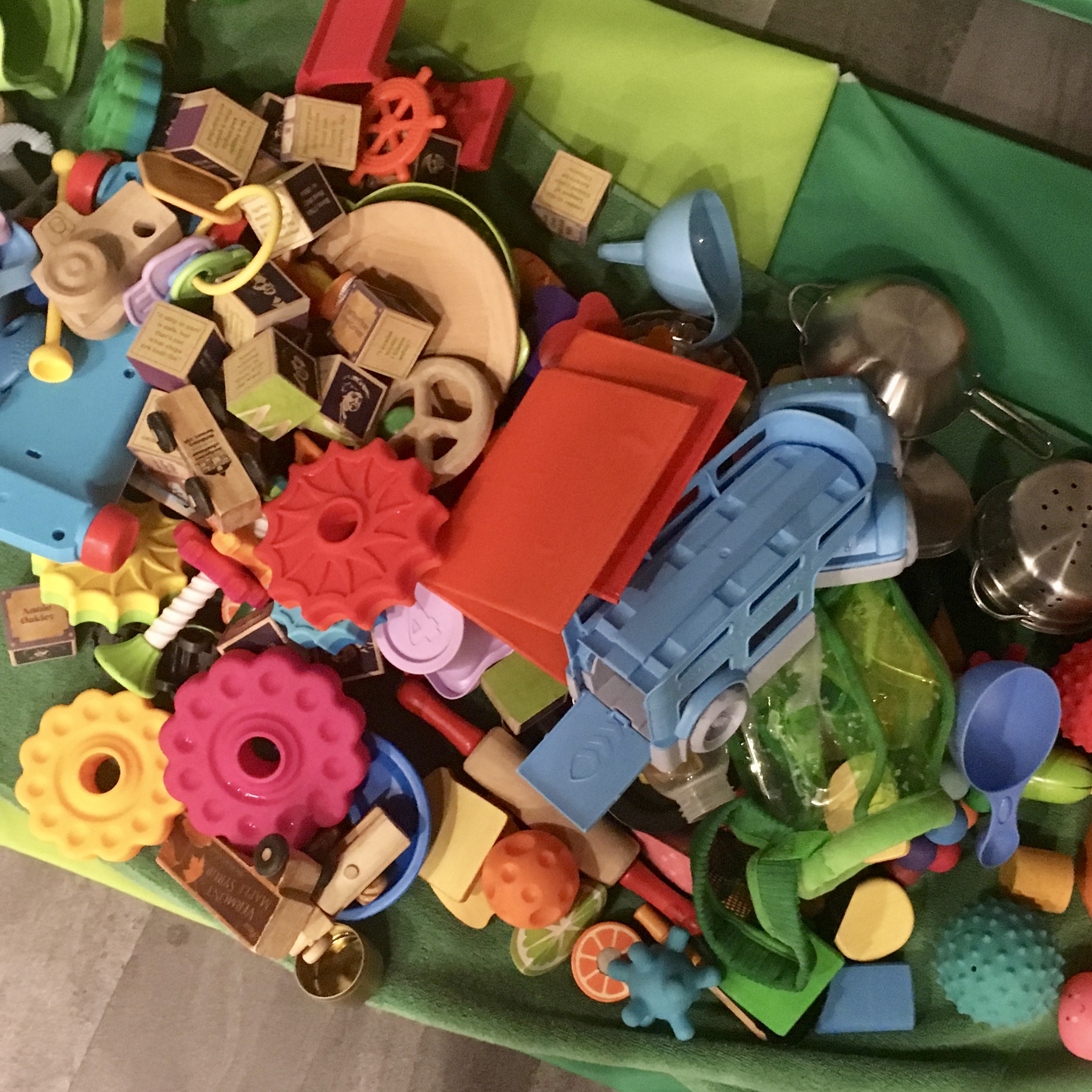 Image: A large pile of toddler toys