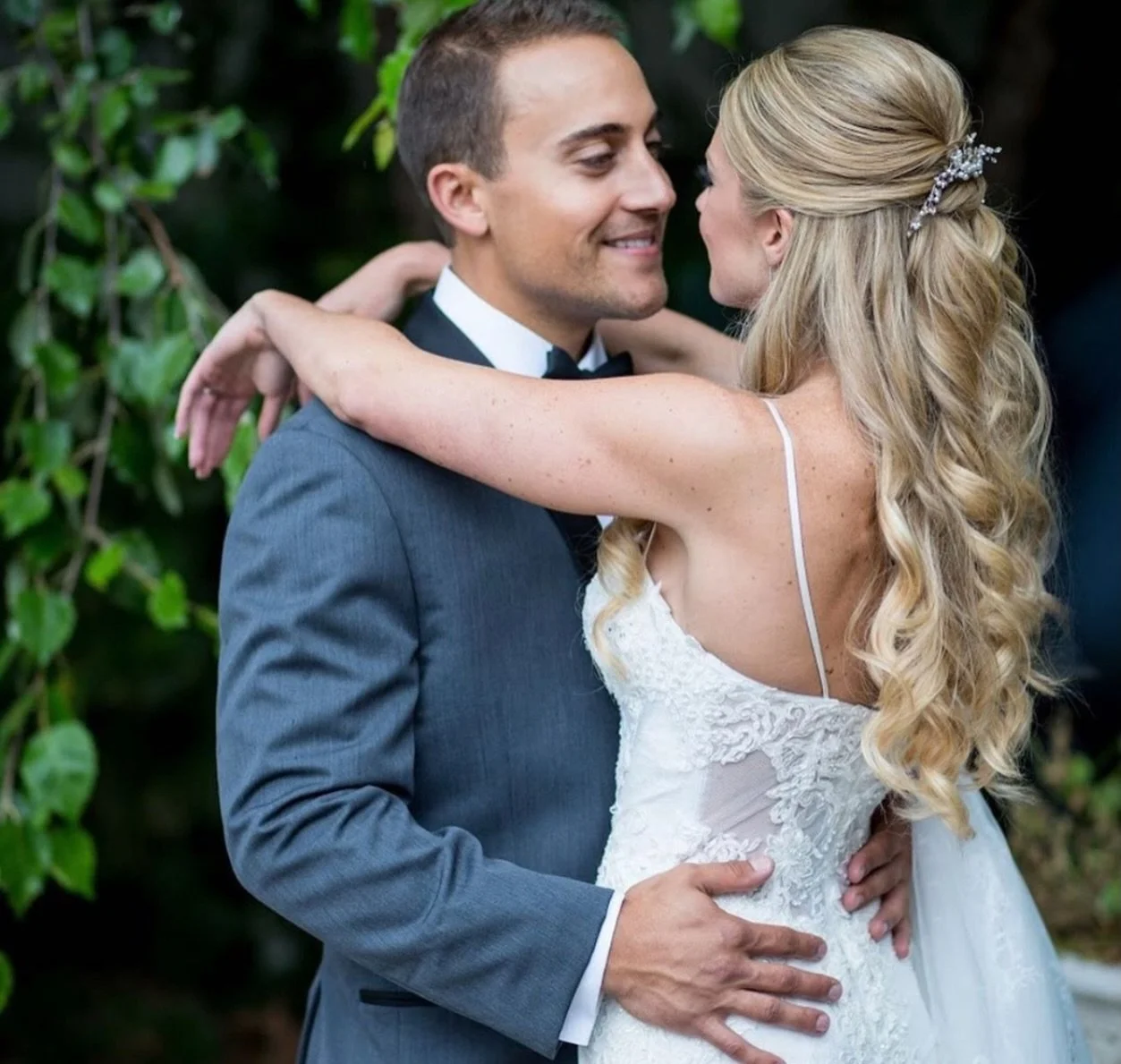 First Look with the Mr. to First Dance with Dad! This hairstyle is still trending after all these years! #hair #bridalhair #halfuphalfdown #weddinghair #hairstyles