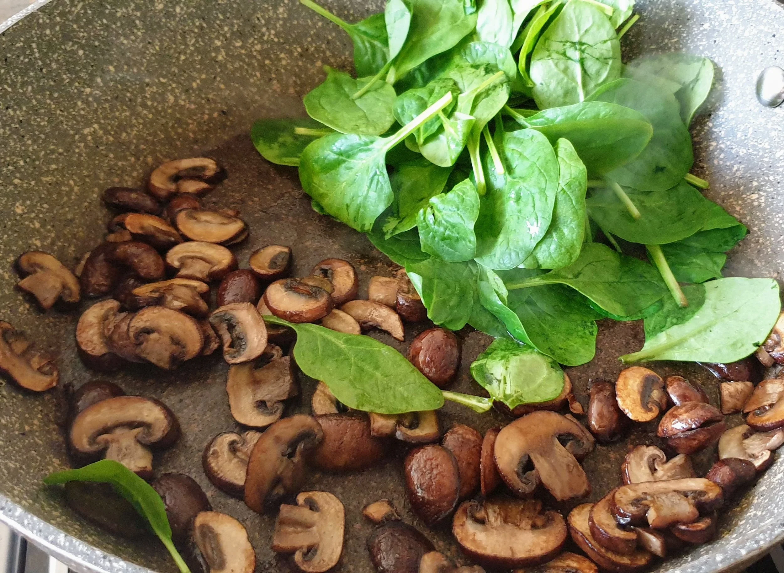 Saute mushroom till brown then add spinach.jpg