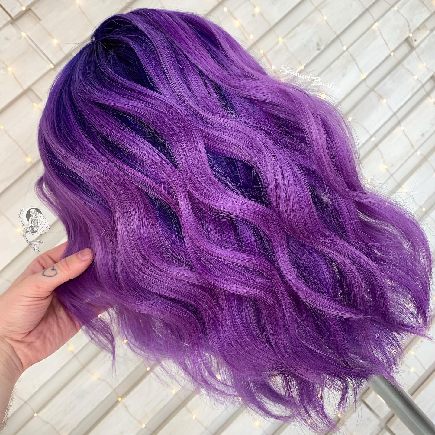 I finally got time to finish this full lace wig and she is serving some serious sea witch vibes with amethyst and sapphire tones and lots of beachy texture. I don&rsquo;t usually work with blue and purple colours because they can fade green and stain