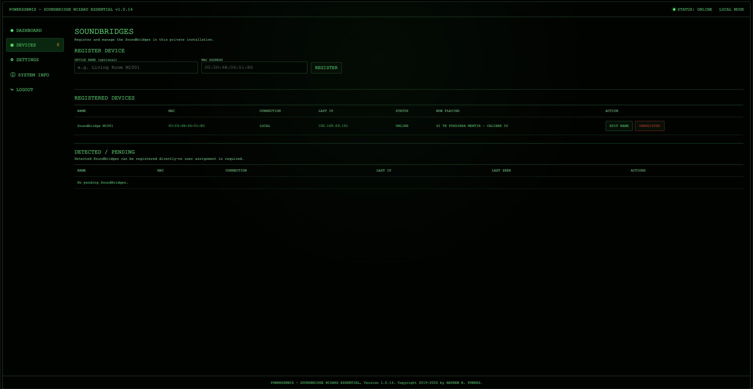 POWERSSBWIZ - SOUNDBRIDGE WIZARD ESSENTIAL - Devices