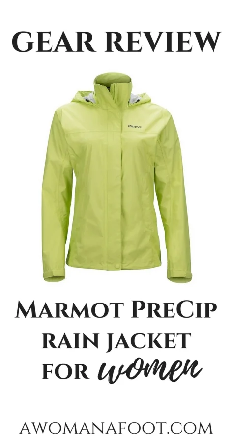 Read the review of Marmot PreCip Women's Rain Jacket - a perfect choice for a female adventurer that won't crush your budget! | What rain jacket to buy | Female hikers | Hiking clothes for women | Rain jacket for women | Budget rain jacket for female hikers | Outdoor apparel | Gifts for her | Female hikers | Gear review | Awomanafoot.com