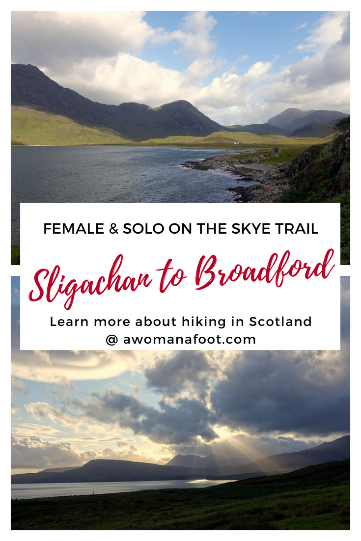 Discover the raw beauty of Isle of Skye's southern parts. From Sligachan to Broadfard on the Skye Trail - awomanafoot.com | Hiking solo in Scotland | Isle of Skye | Female solo hiker | Women hikers | Best hiking destinations in Europe | What to do on Skye | Backpacking in Scotland | #skye #Scotland #solo #hiking #Sligachan #Broadford #HikingTrails #BackpackingEurope