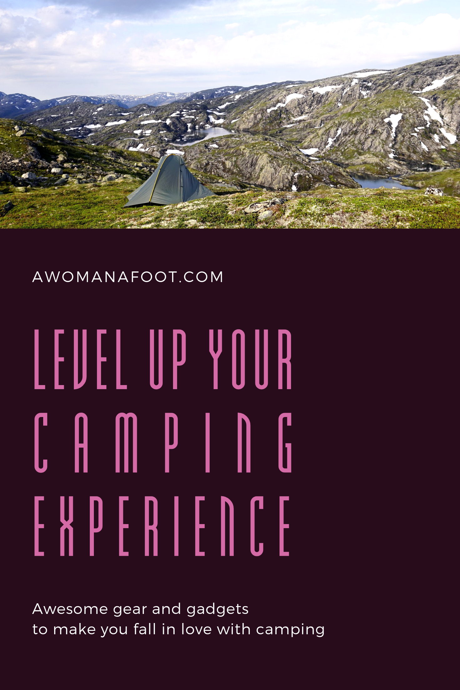 Are you ready to take your camping game to the next level? I got 10 awesome pieces of camping gear to provide you with safety, comfort, and entertainment during your next backpacking trip! Awomanafoot.com | #camping #hiking #backpacking #gear #gadgets #giftideas #GiftsforHikers #giftsForCampers #Outdoors #Adventure | Hiking & Camping Gear | How to sleep comfortably when camping | Best camping gear | Gift Ideas for Hikers and Campers |