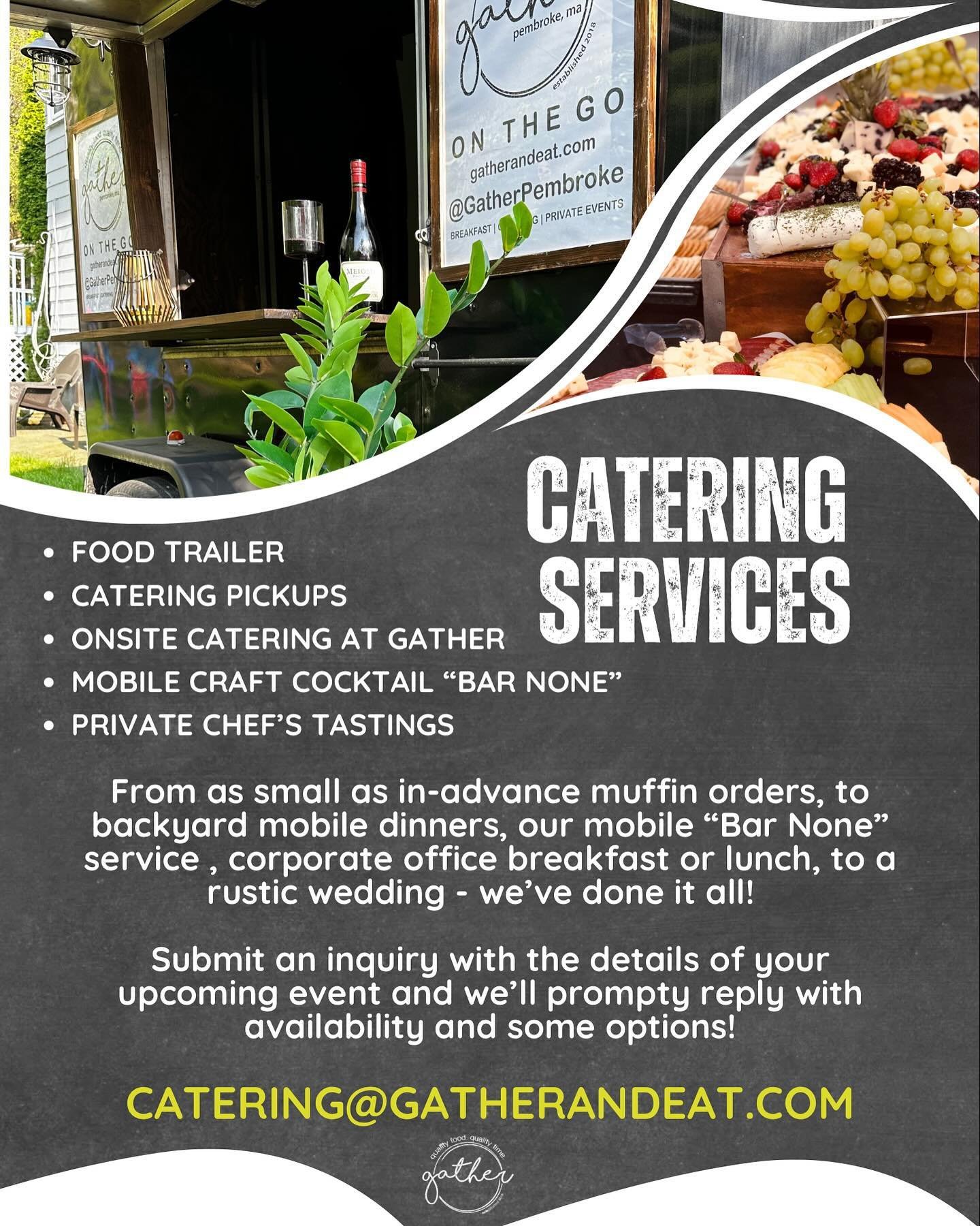 Have an event coming up? Inquire today about our summer availability and catering options! From backyard graduations, birthdays or showers to an intimate private dinner or mobile bar none, we have you covered!