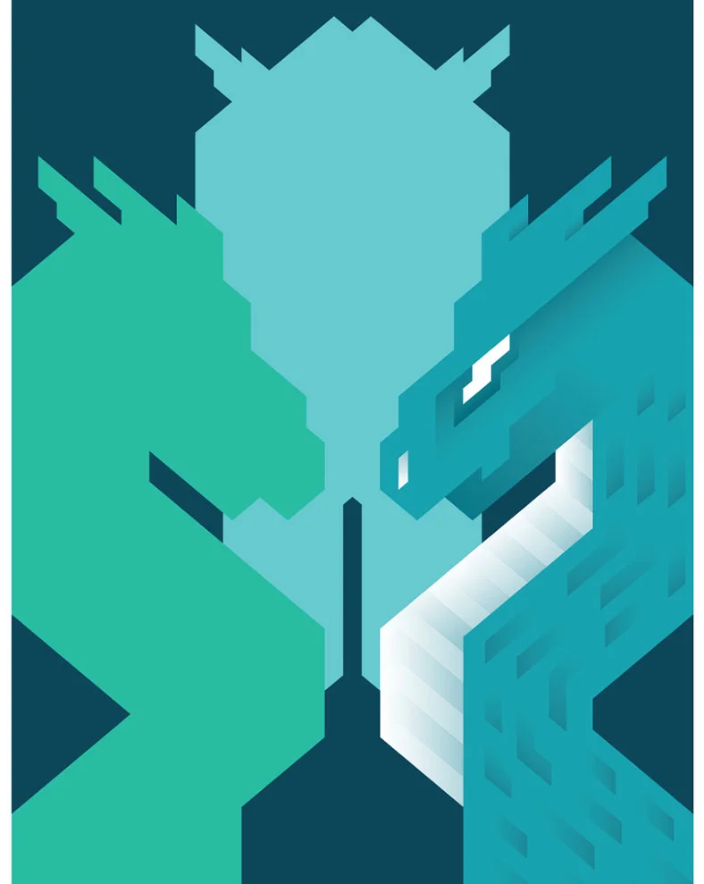 After some slight adjustments to the colours I began to build out the details of one of the hydra heads.