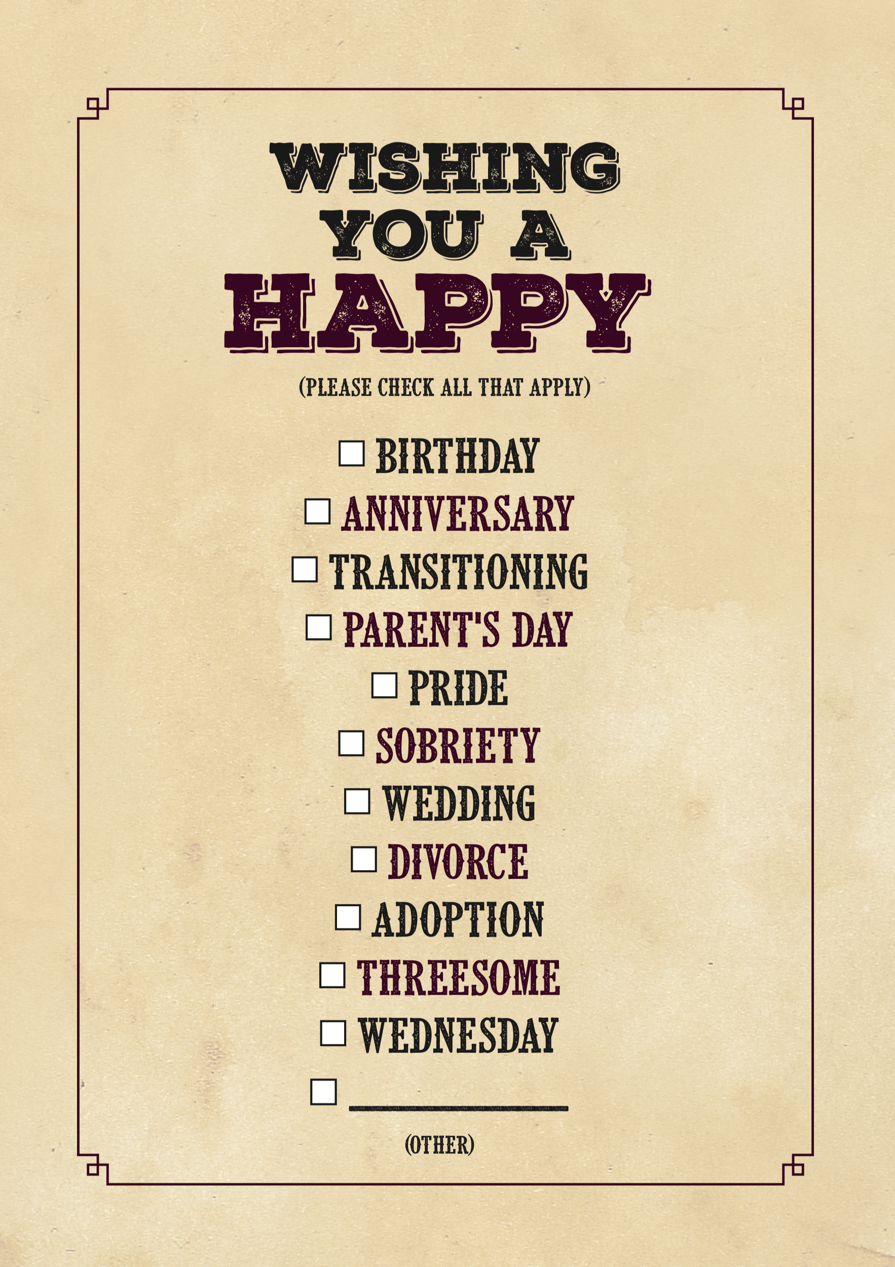 “Check Box” Gay Greeting Card