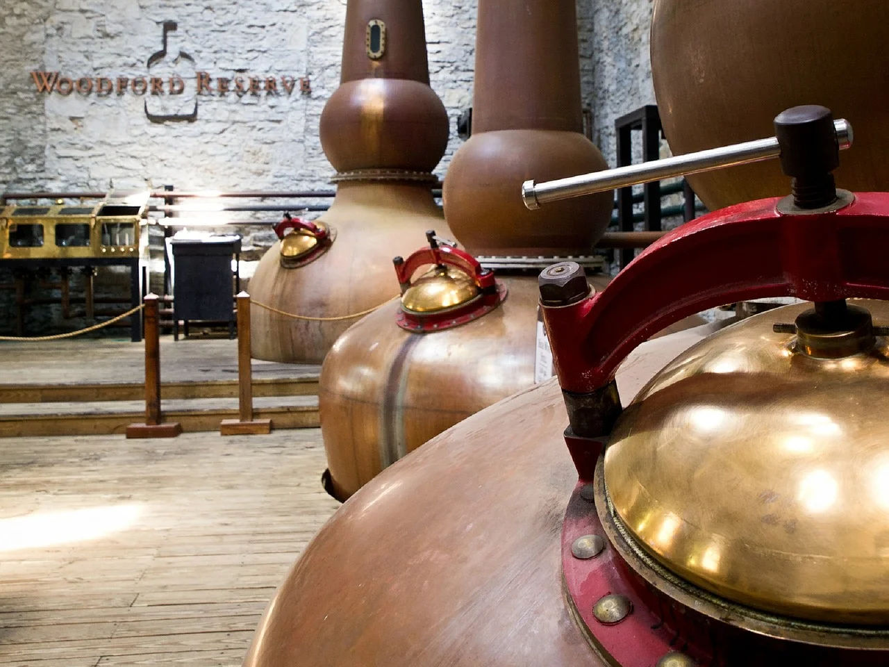Brown-Forman owned Woodford Reserve has three iconic Copper Pot Stills which now identifies itself as their logo.