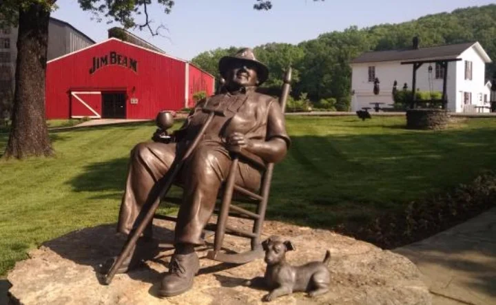 The statue of longtime Master Distiller "Booker Noe" who worked at Beam from 1950-2004 helped to revolutionized the bourbon industry by inventing "Bookers" in 1988 and the "Small Batch Collection"