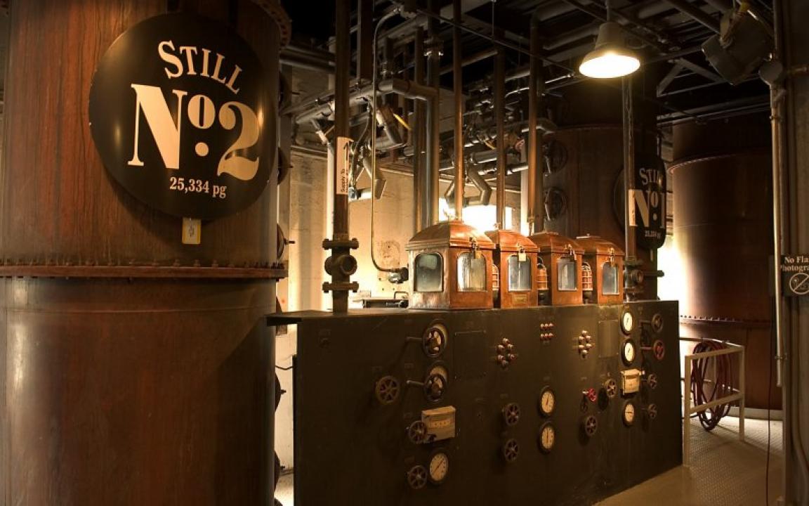 The distillery has five Column stills that are capable of producing 25,334 proof gallons per day.