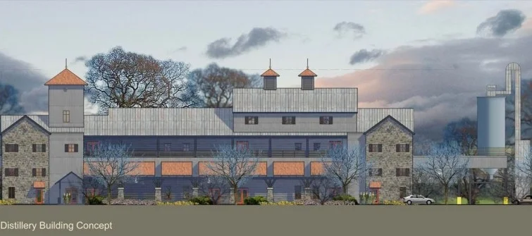 An artist rendering of the new $115,000,000 Bulleit Distillery in Shelbyville, Kentucky.