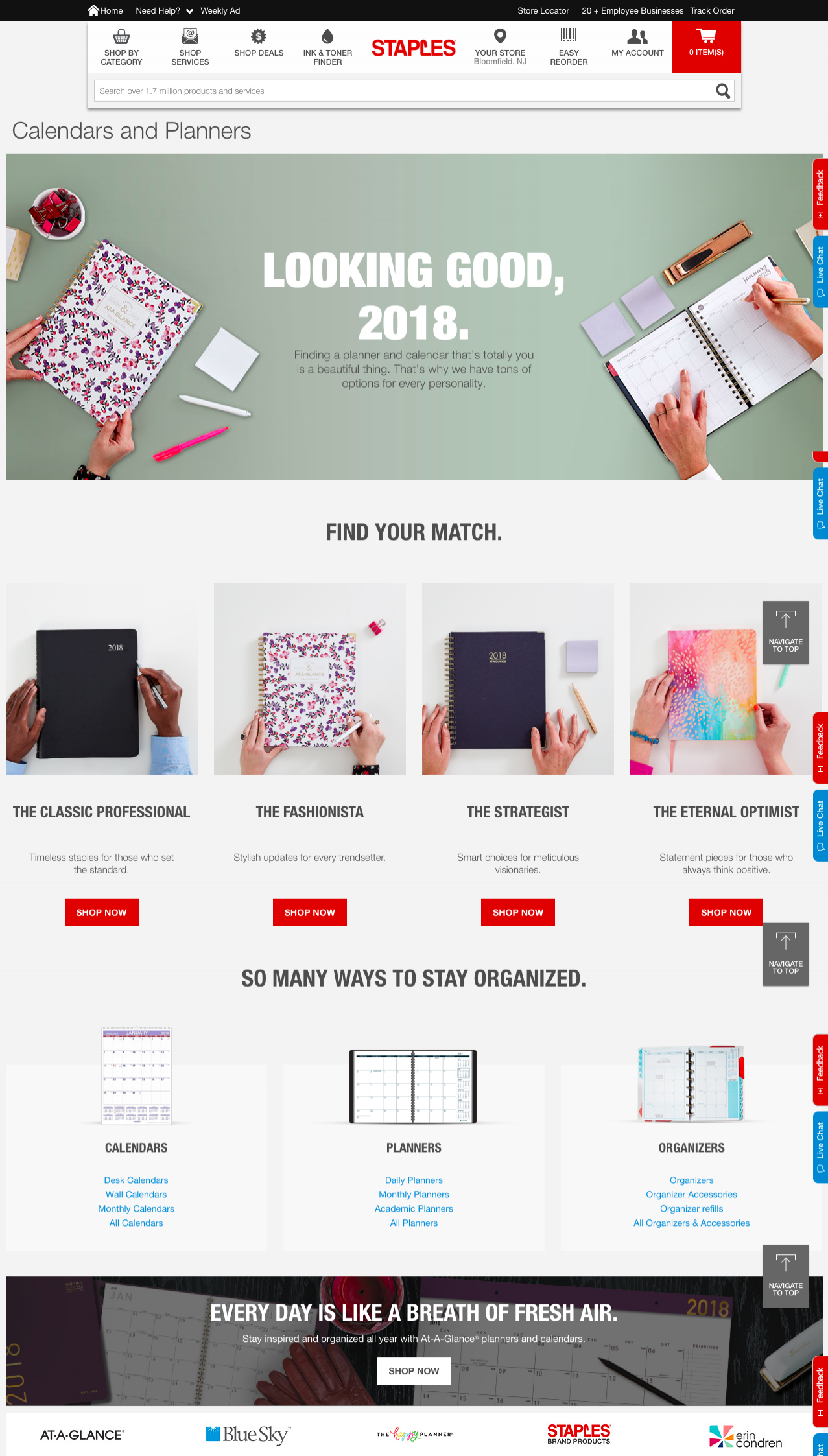 Calendars & Planners Landing Page