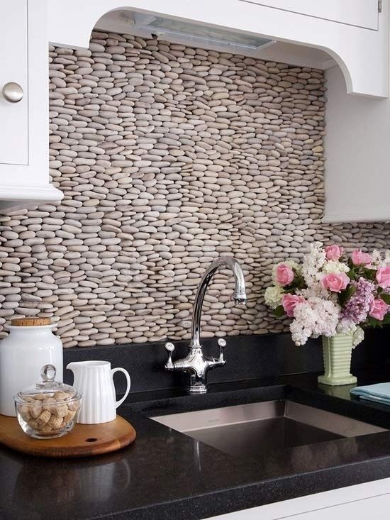 Trendiest Kitchen Backsplash Options, River Rock Tile Backsplash