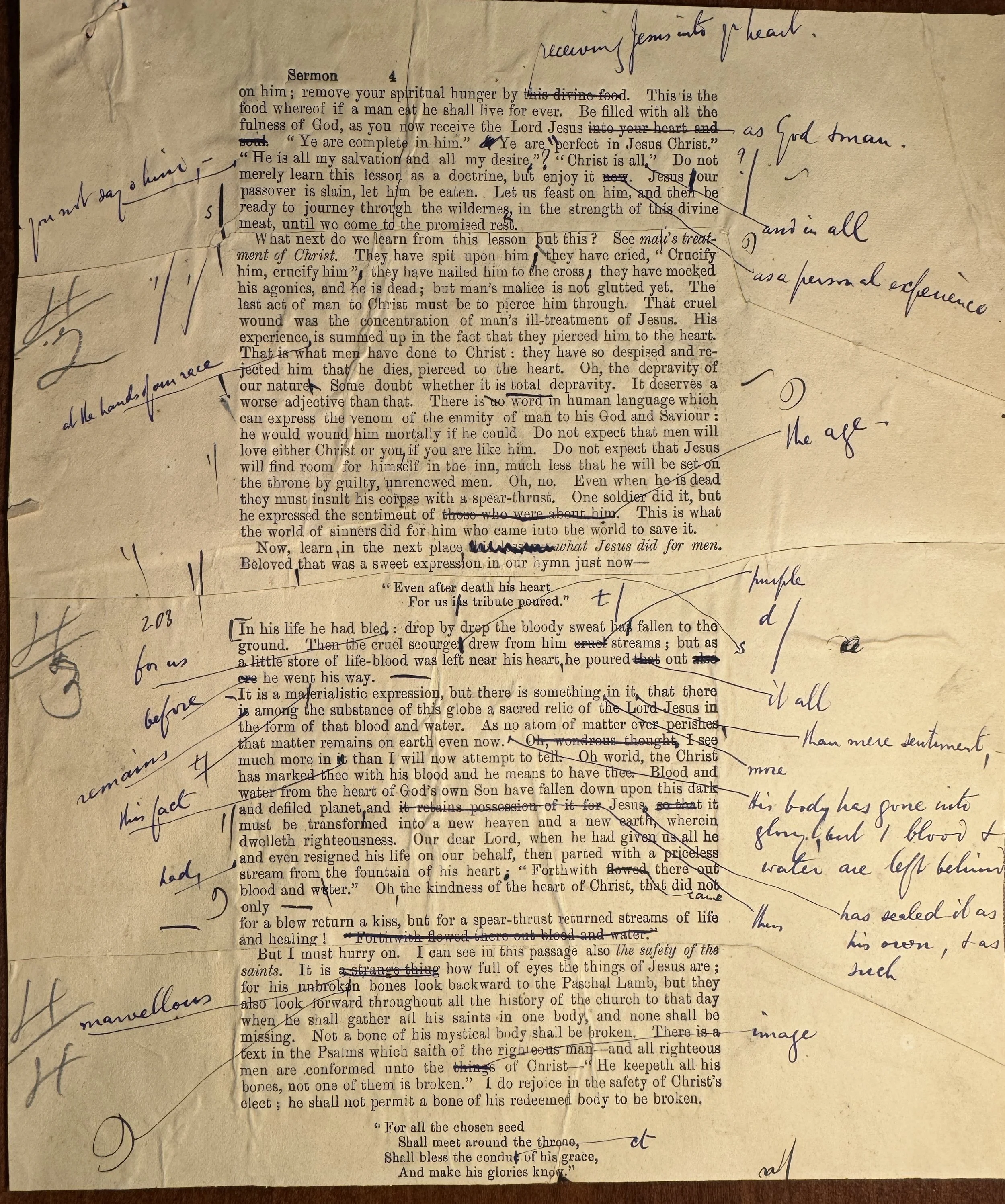 Spurgeon Galley proof page from John 19:31-37; "On the Cross after death"