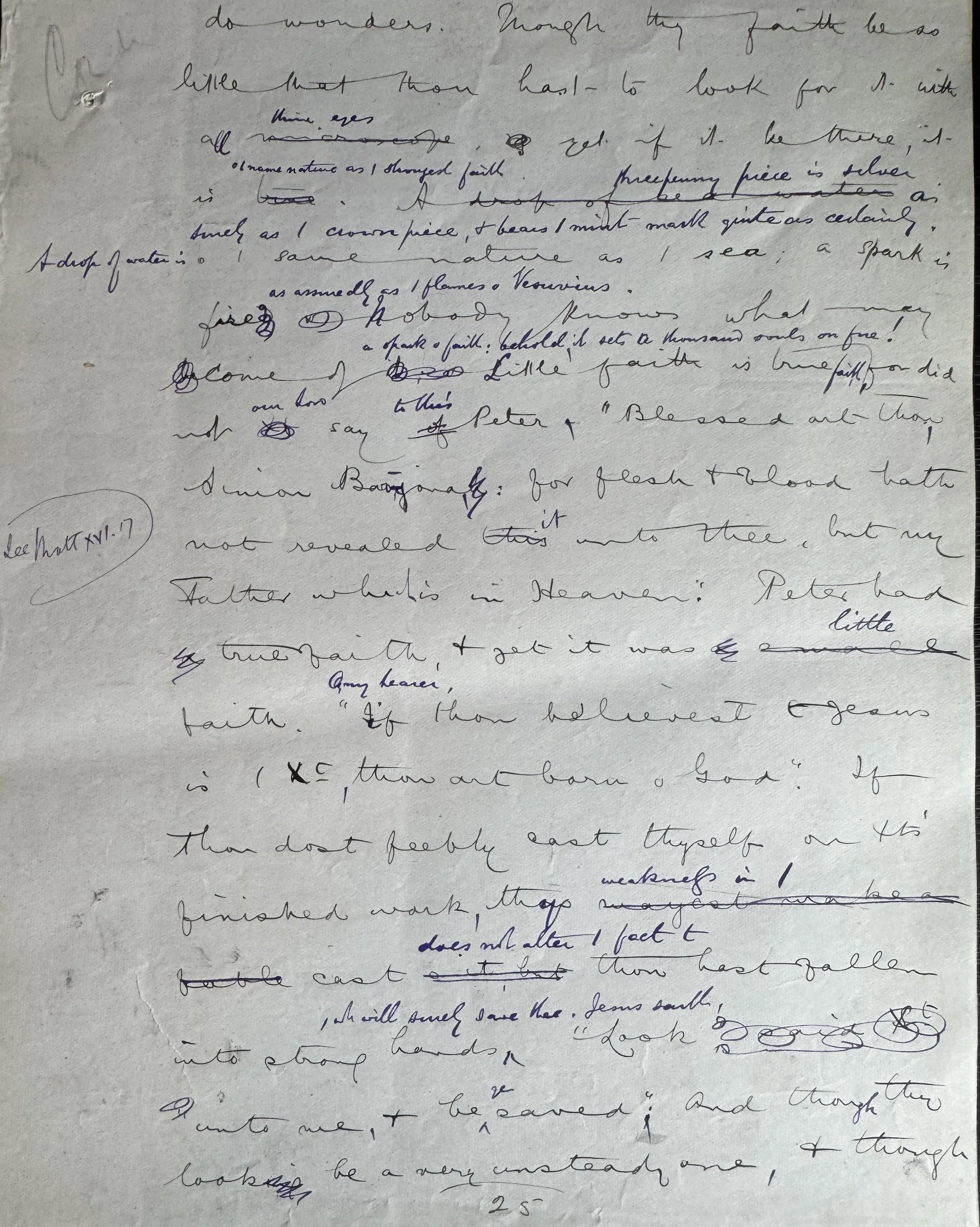 HEAVILY AMENDED SPURGEON MANUSCRIPT - "LITTLE FAITH, GREAT FAITH". Matt. 14:31, 15:28