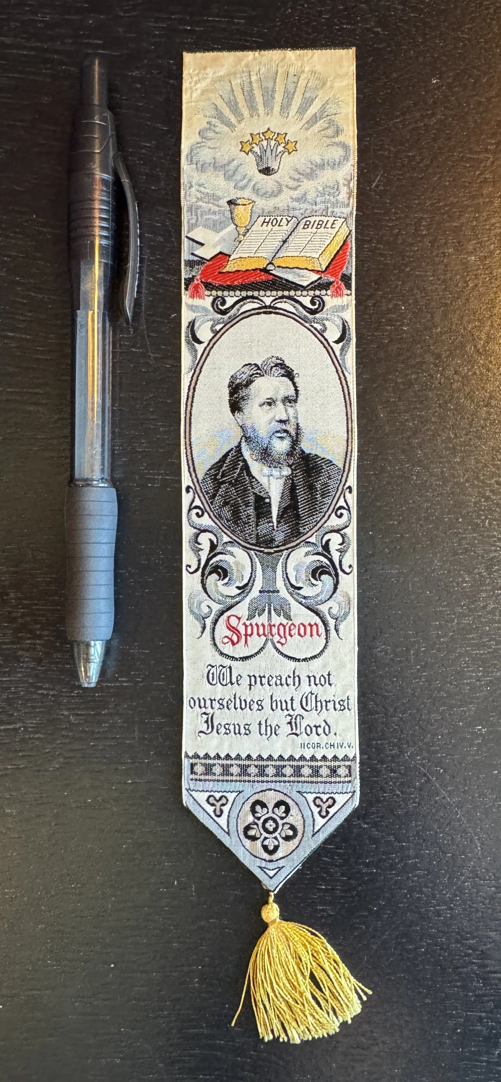 Charles Spurgeon Silk Bookmark from 1880's - Super Rare Full Color
