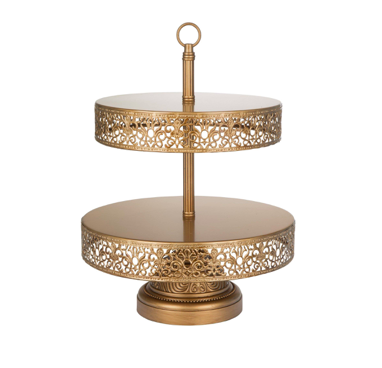 Two Tiered Gold Dessert Stand