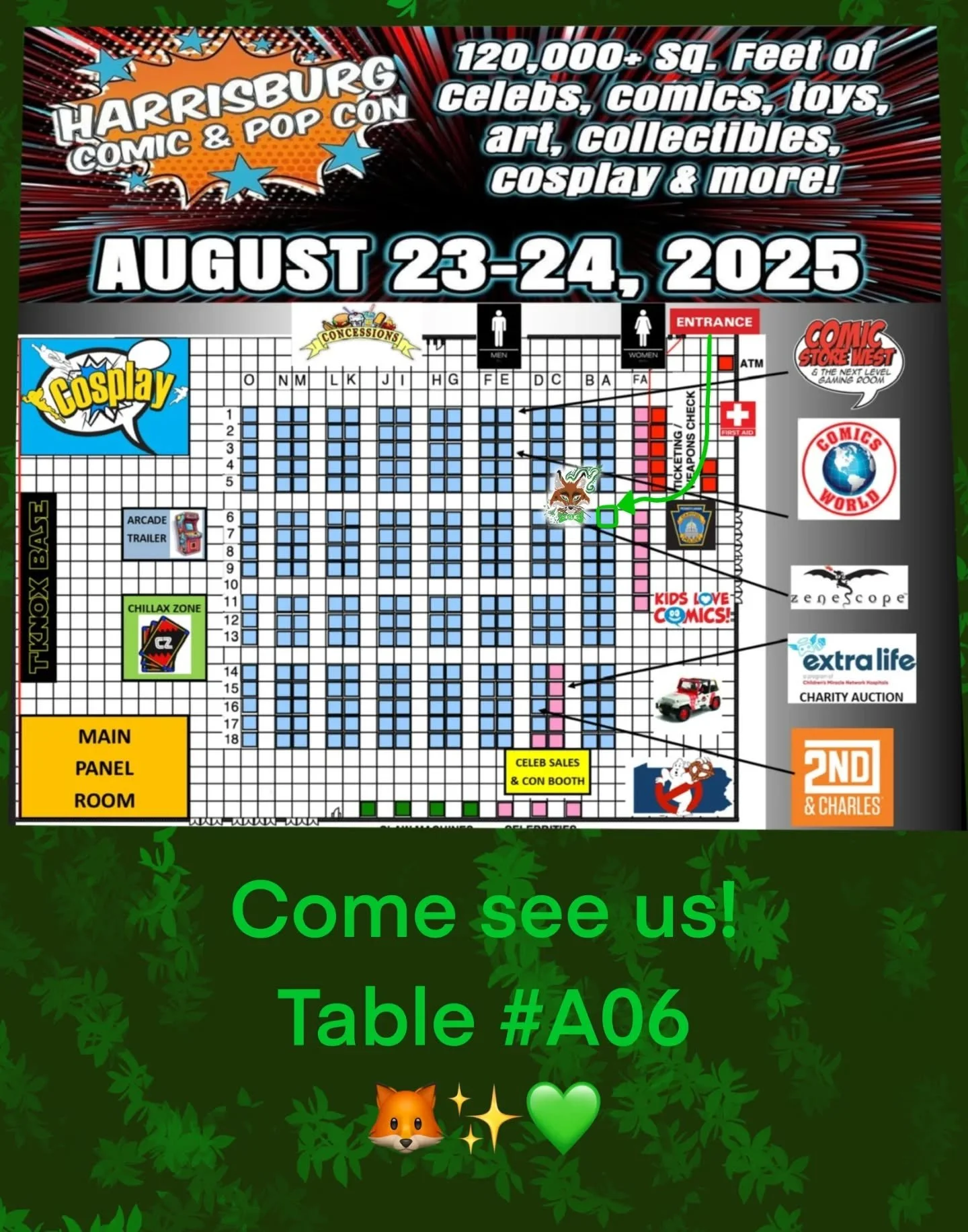 ✨💚We will be at Four State Comic Con Harrisburg next weekend, August 23 -24th!! 💚✨ @fourstatecomiccon

Come check us out at table #A06 near the entrance, this is our same spot as last year. 🦊💚 

I also jumped on to draw my first Kpop Demon Hunter