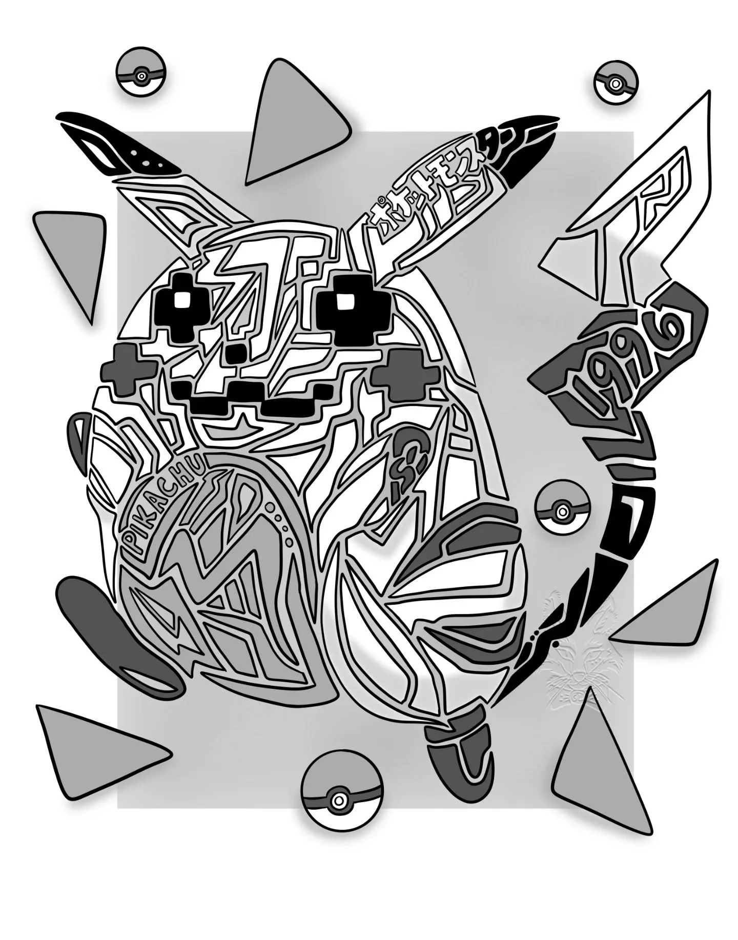 To the retro Pikachu plush that just came out it inspired me to take a look back at the original Pikachu sprite with the round belly. 30 years of this amazing franchise, please enjoy this take on geoabstract and pixel 🎮⚡

#pokemon30 #pokemon #pikach