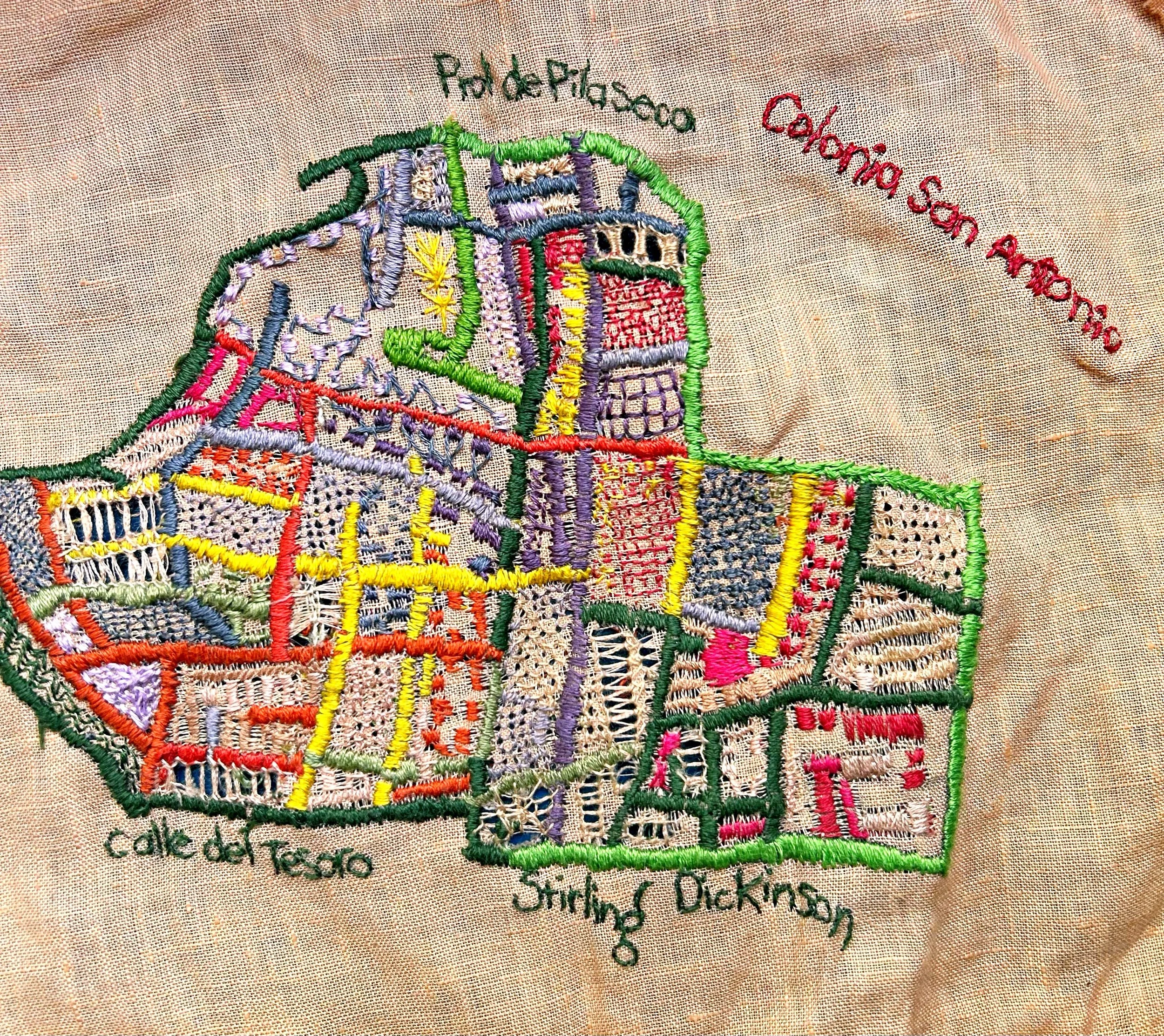 Colonia San Antonio Hand-Embroidered Map