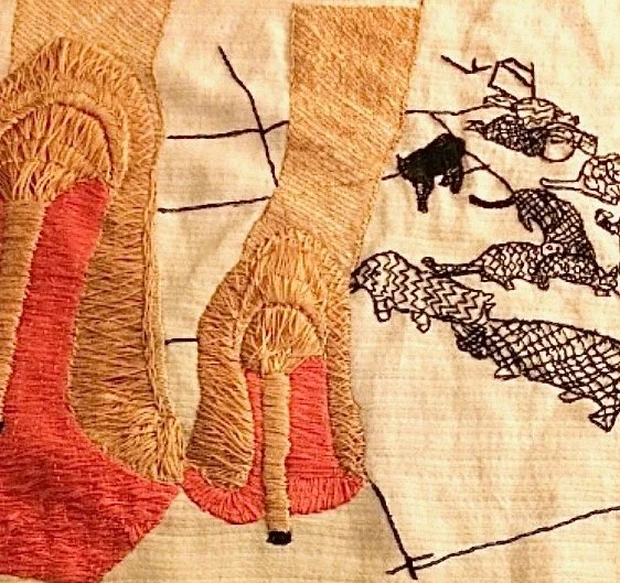 High Heels in Beirut
Embroidery on cotton voile, 8×10 inches.