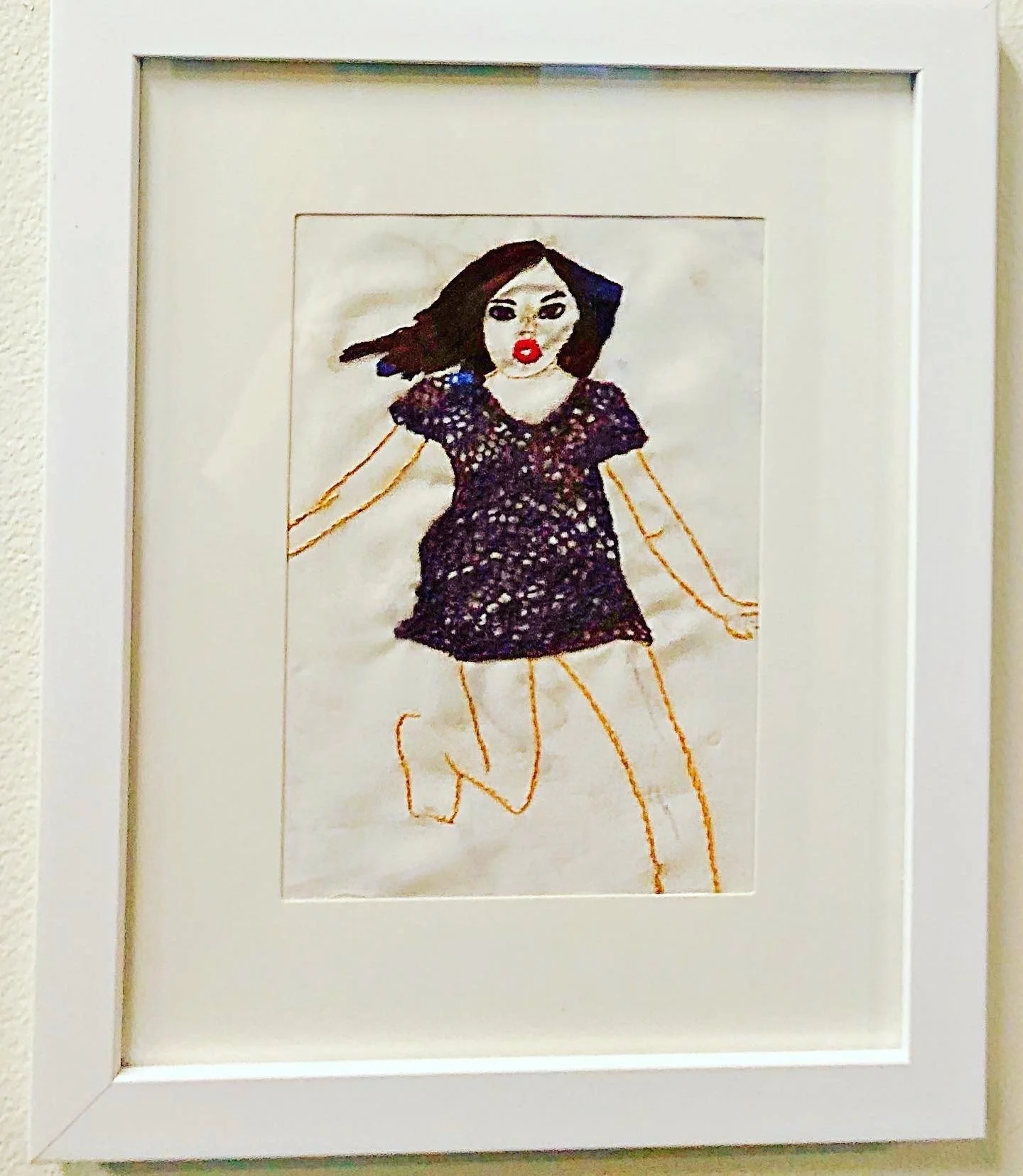 Girl Running in Purple Dress
Embroidery on cotton voile, 11×17 inches.