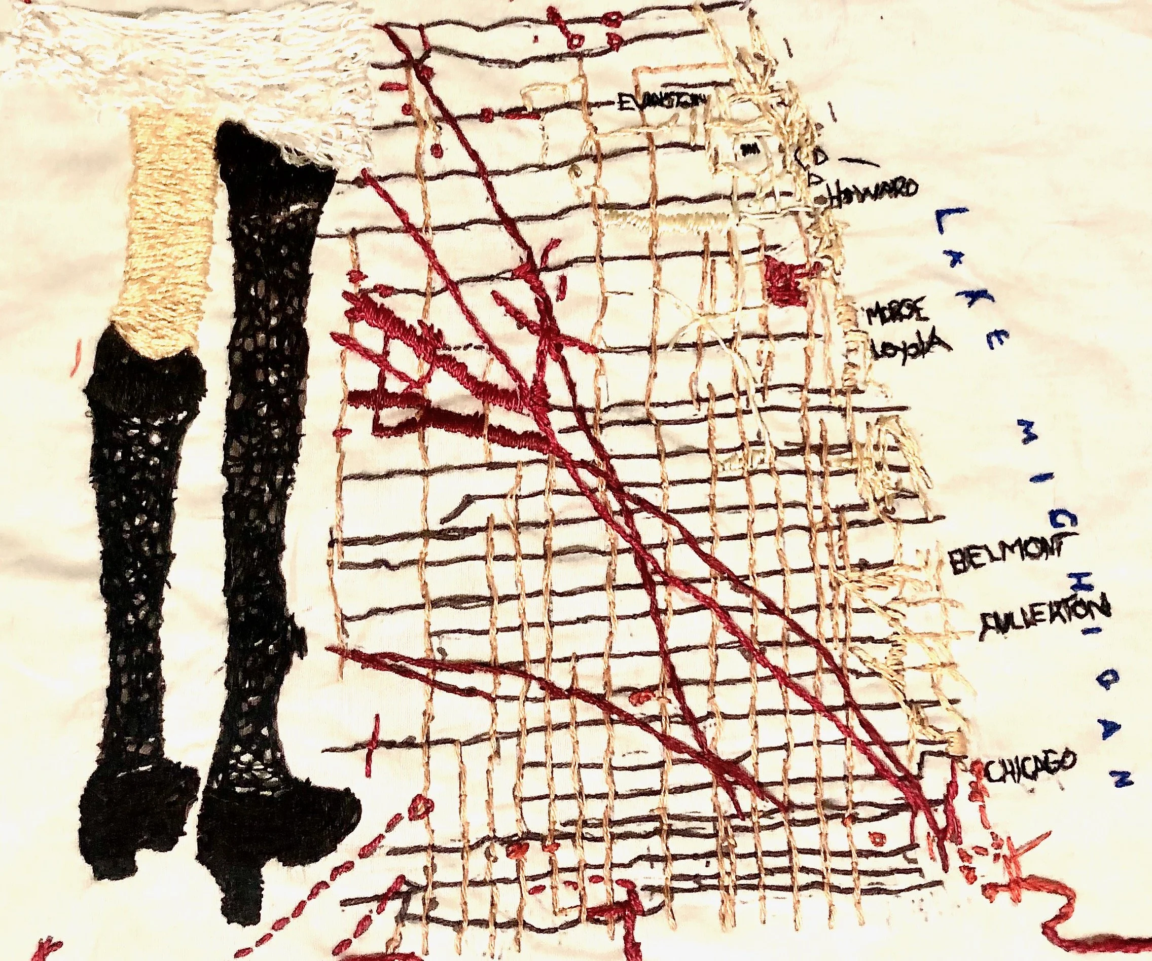 My Chicago
Hand embroidered on cotton. 8x10 inches. 