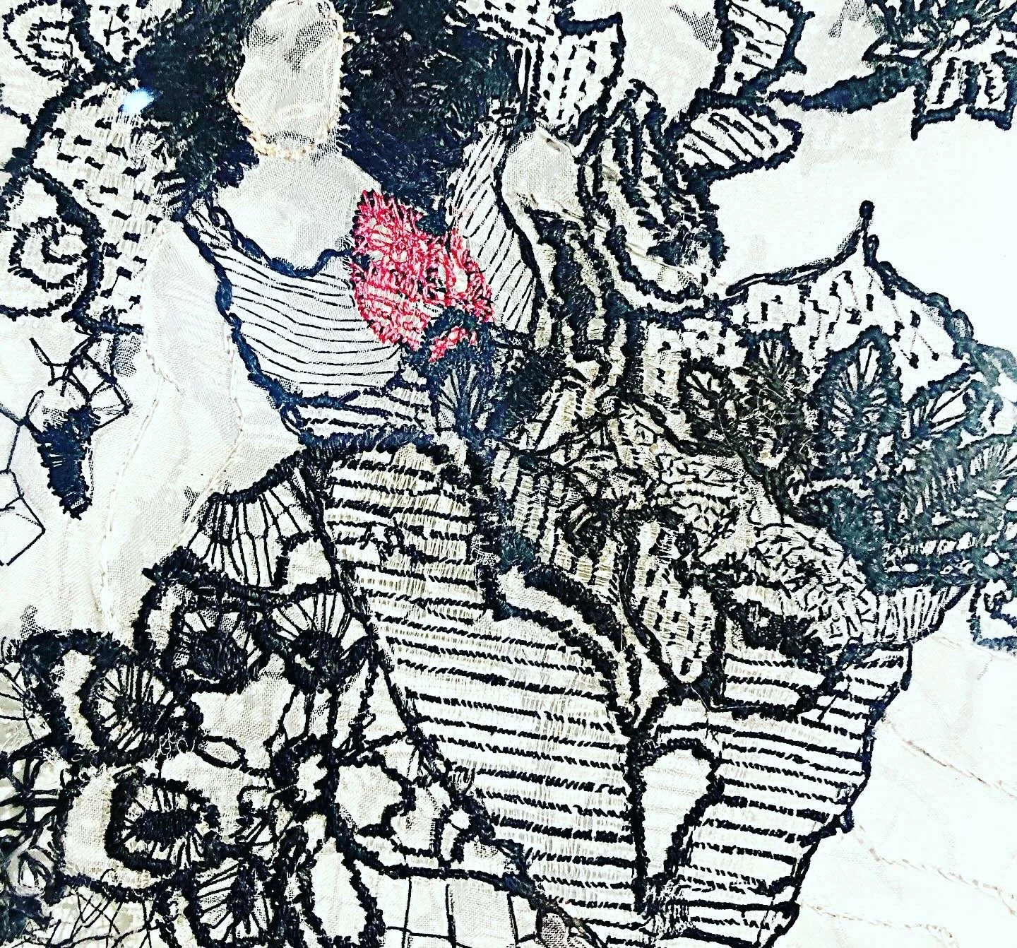 Recondite
Hand embroidered on silk gauze.  11×17 inches.