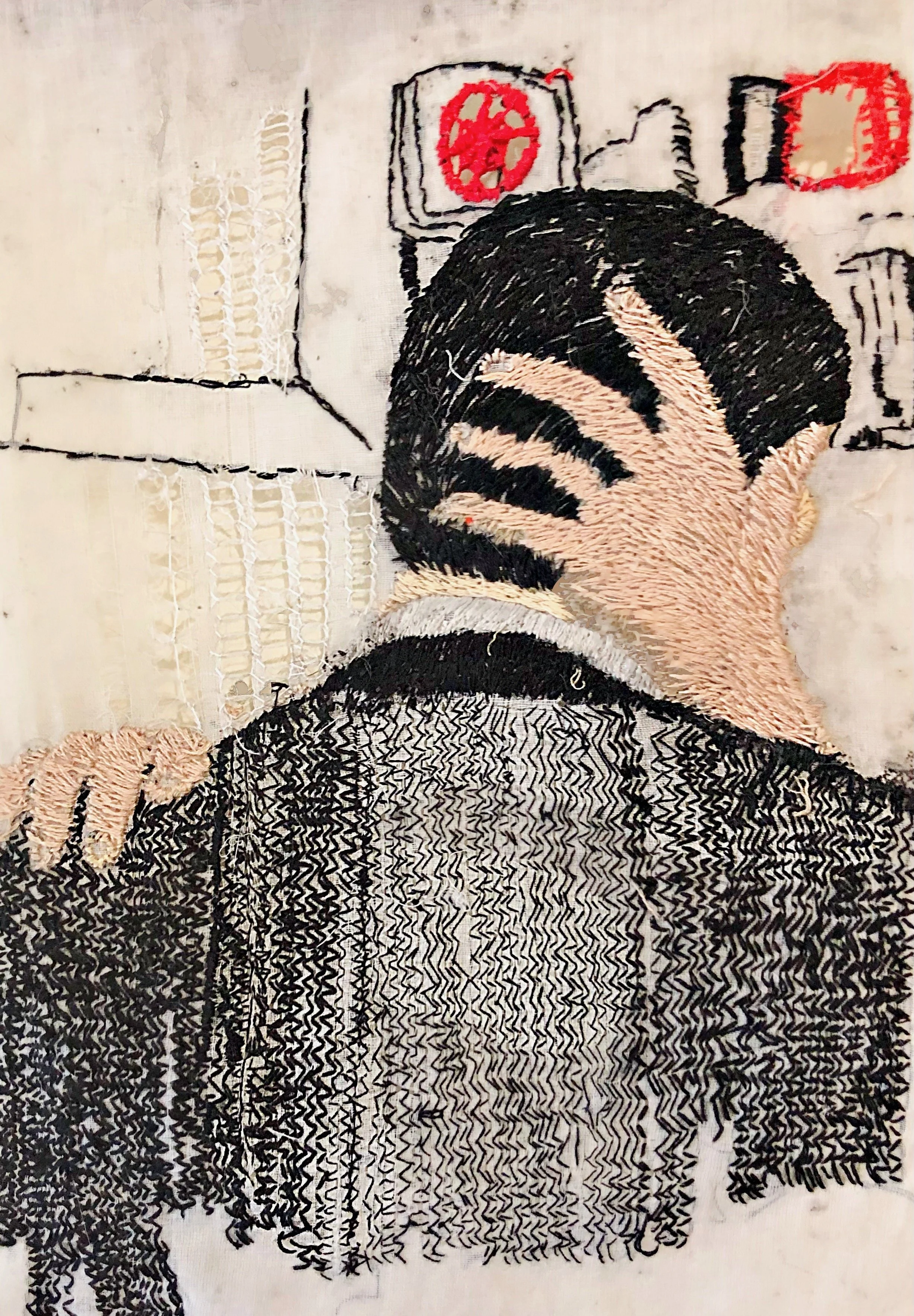 Love Disappearing
Embroidery on cotton voile, 8×10.